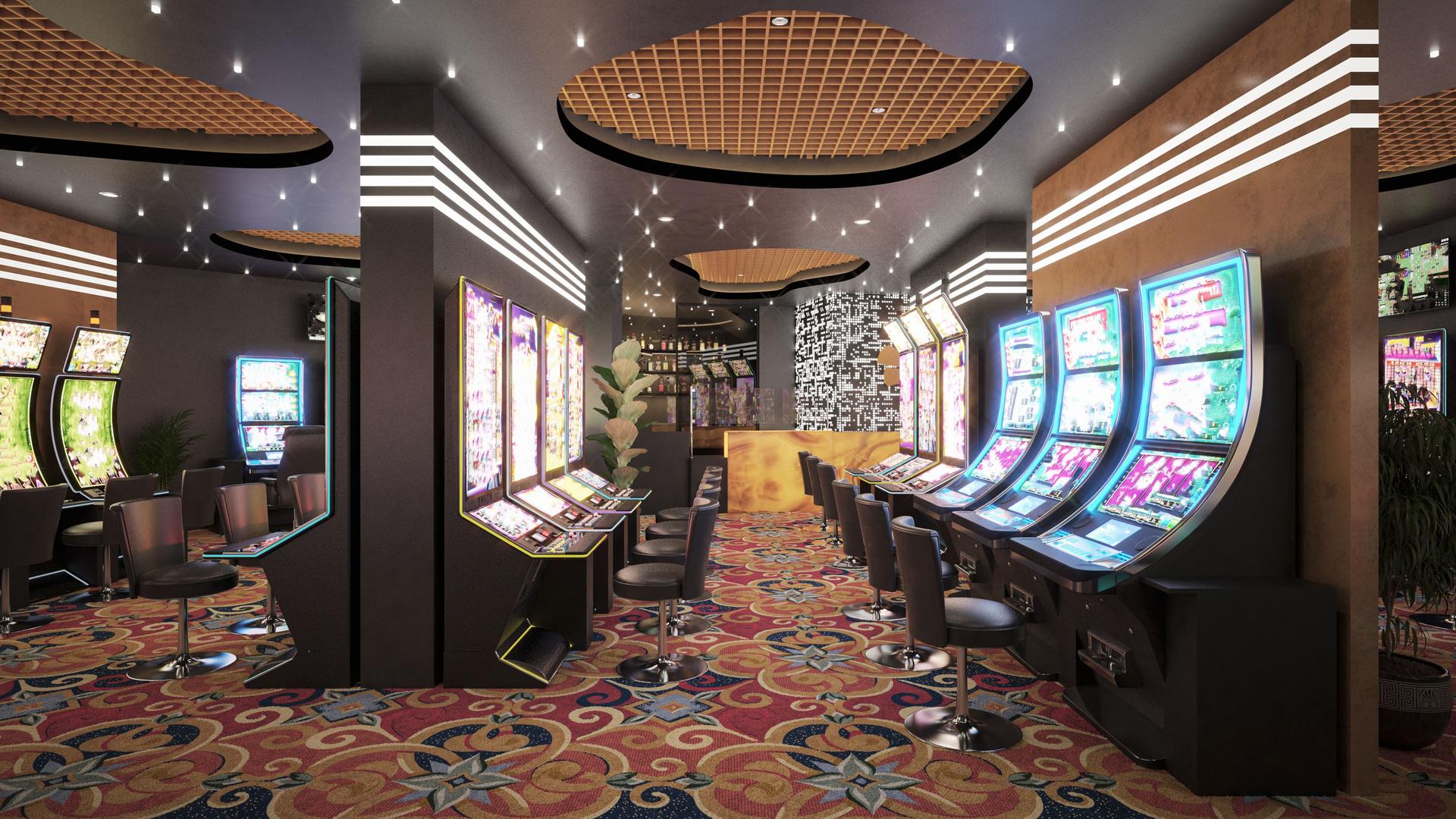 Casino. Interior design. Computer Generated Image. Architectural Visualization. 3D Render.  Stock Photo